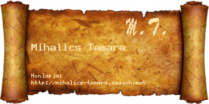 Mihalics Tamara névjegykártya